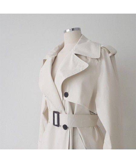 Minimalist Women White Double Breasted Long Trench Coat Spring Sashes Korean High Quality Female White Windbreaker $78.29 - J...