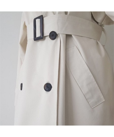 Minimalist Women White Double Breasted Long Trench Coat Spring Sashes Korean High Quality Female White Windbreaker $78.29 - J...