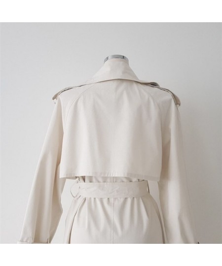 Minimalist Women White Double Breasted Long Trench Coat Spring Sashes Korean High Quality Female White Windbreaker $78.29 - J...