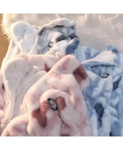 2022 New Women Winter Warm Faux Fur Coat Thick WomenOvercoat Turn Down Collar Women Warm Female Casaco Feminino Tie-Dye Abrig...