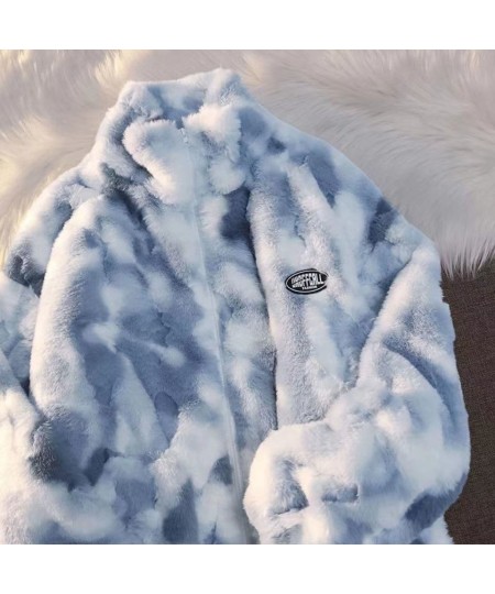 2022 New Women Winter Warm Faux Fur Coat Thick WomenOvercoat Turn Down Collar Women Warm Female Casaco Feminino Tie-Dye Abrig...