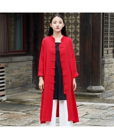 2022 Fashion Chinese style Women cotton linen Cardigan Coat Autumn Knitted vintage Cardigan Outerwear Women Tops $54.00 - Jac...