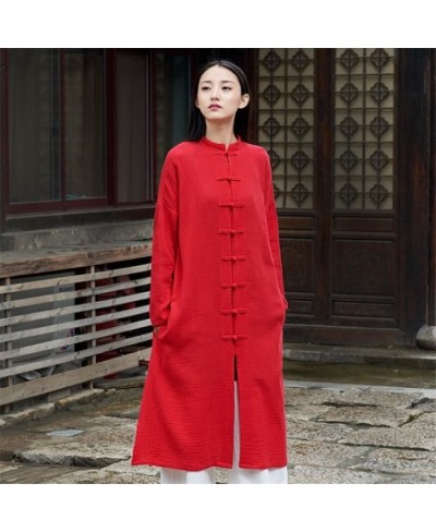 2022 Fashion Chinese style Women cotton linen Cardigan Coat Autumn Knitted vintage Cardigan Outerwear Women Tops $54.00 - Jac...