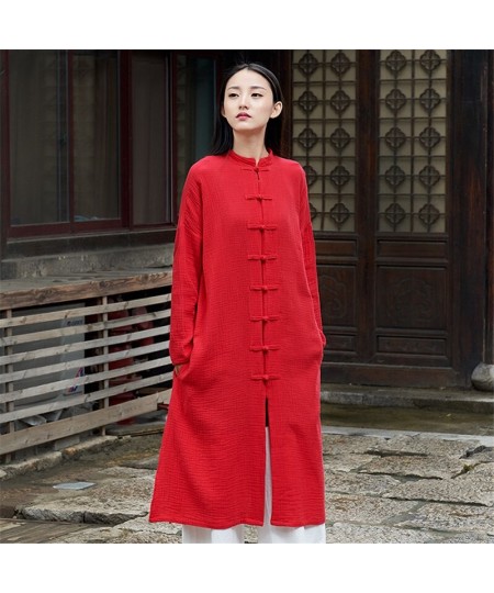 2022 Fashion Chinese style Women cotton linen Cardigan Coat Autumn Knitted vintage Cardigan Outerwear Women Tops $54.00 - Jac...