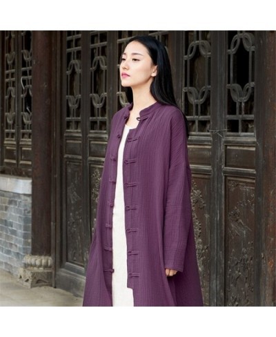 2022 Fashion Chinese style Women cotton linen Cardigan Coat Autumn Knitted vintage Cardigan Outerwear Women Tops $54.00 - Jac...