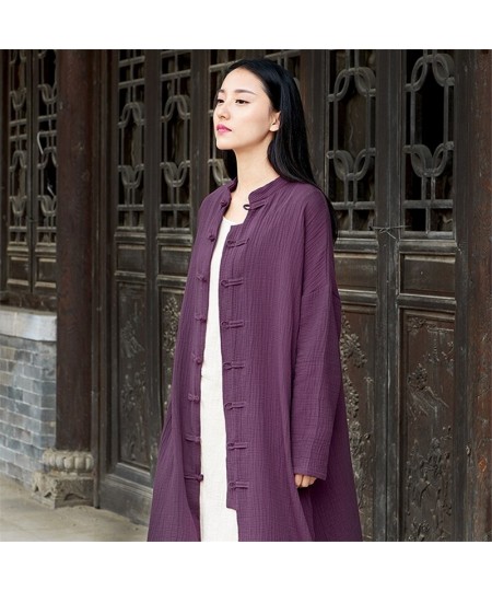 2022 Fashion Chinese style Women cotton linen Cardigan Coat Autumn Knitted vintage Cardigan Outerwear Women Tops $54.00 - Jac...