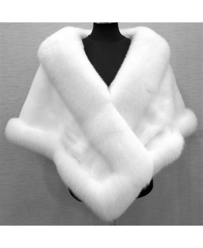 Women Fur Shoulder Wrap Bridal Shawls Winter Cape Female Jacket White Black Faux Fur Wedding Shrug Coat Warm Jaqueta Feminina...