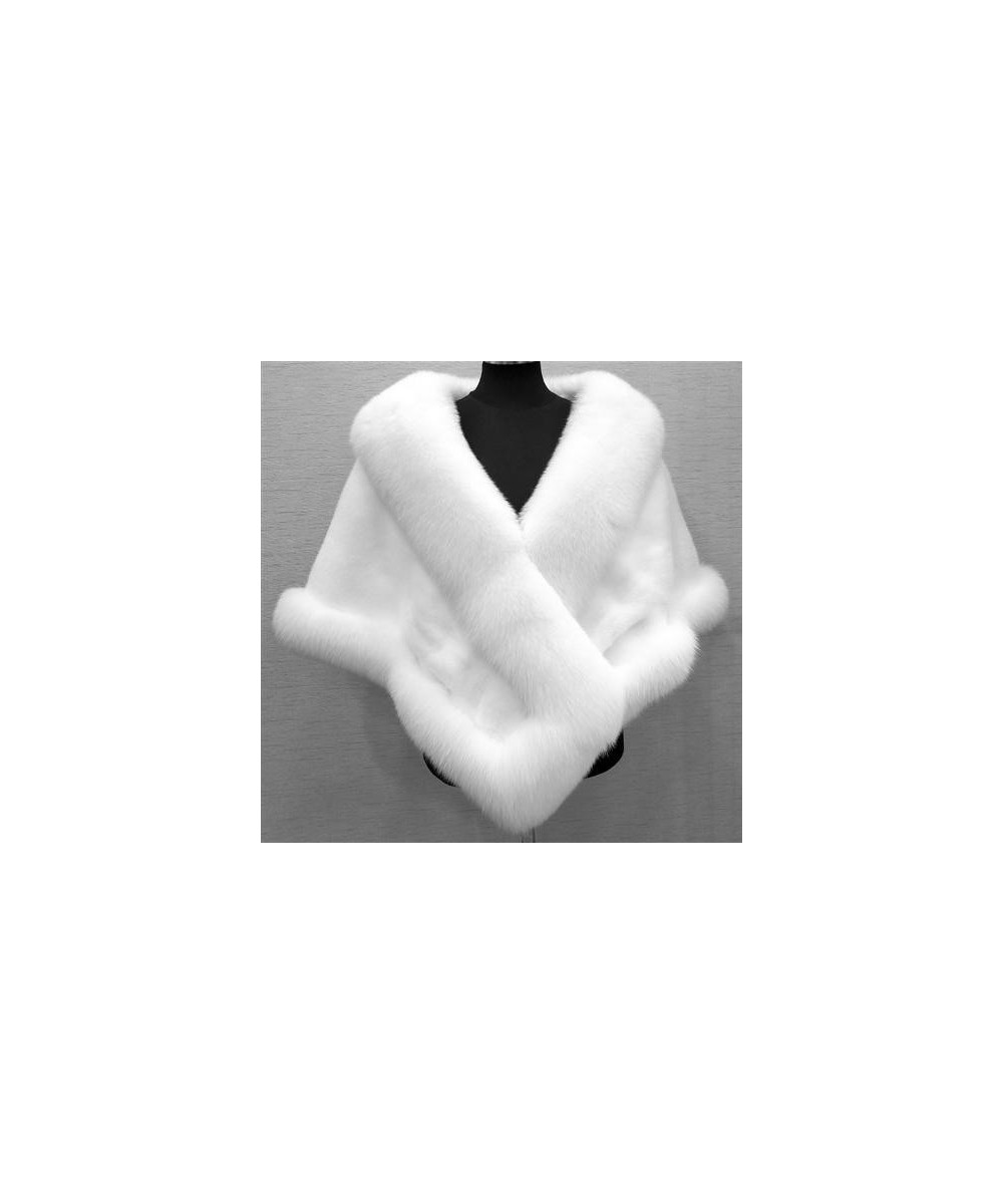 Women Fur Shoulder Wrap Bridal Shawls Winter Cape Female Jacket White Black Faux Fur Wedding Shrug Coat Warm Jaqueta Feminina...