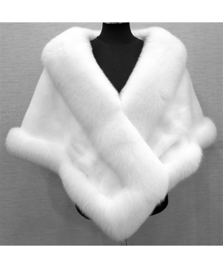 Women Fur Shoulder Wrap Bridal Shawls Winter Cape Female Jacket White Black Faux Fur Wedding Shrug Coat Warm Jaqueta Feminina...