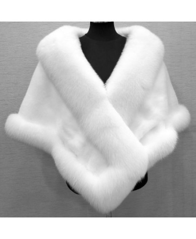 Women Fur Shoulder Wrap Bridal Shawls Winter Cape Female Jacket White Black Faux Fur Wedding Shrug Coat Warm Jaqueta Feminina...