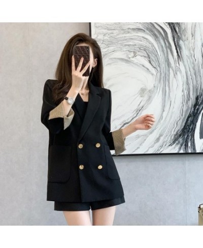 Vintage New Blazer Women Spring Autumn Jacket Blazers Coats Korean Fashion Luxurious Double-row Button Brand Black Coat $49.4...