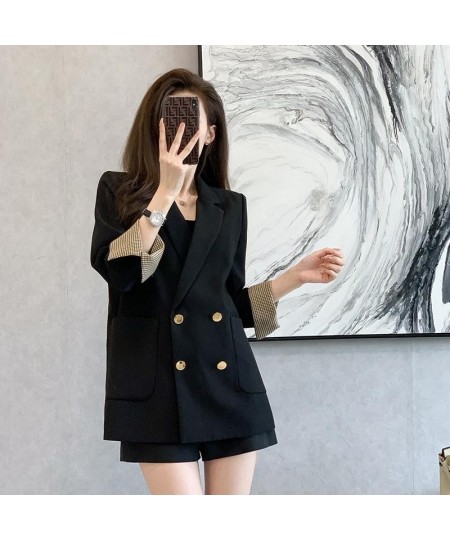 Vintage New Blazer Women Spring Autumn Jacket Blazers Coats Korean Fashion Luxurious Double-row Button Brand Black Coat $49.4...