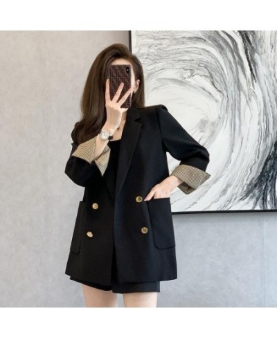 Vintage New Blazer Women Spring Autumn Jacket Blazers Coats Korean Fashion Luxurious Double-row Button Brand Black Coat $49.4...