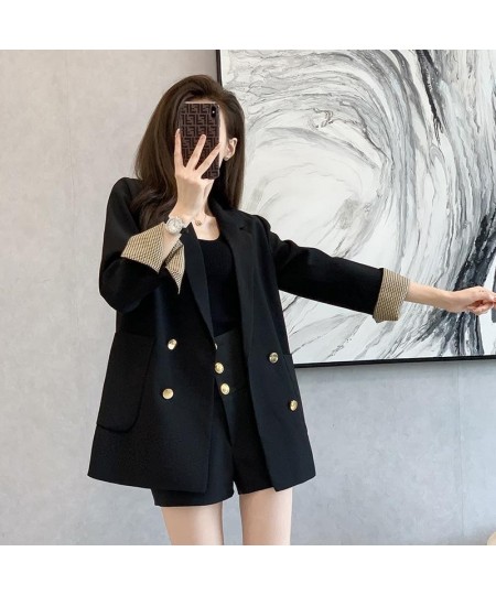 Vintage New Blazer Women Spring Autumn Jacket Blazers Coats Korean Fashion Luxurious Double-row Button Brand Black Coat $49.4...