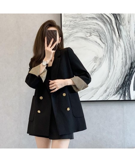 Vintage New Blazer Women Spring Autumn Jacket Blazers Coats Korean Fashion Luxurious Double-row Button Brand Black Coat $49.4...