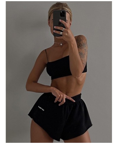 Ladies Club Wear Y2K 3 Piece Letter Print Long Sleeve Crop Tops High Waist Shorts Matching Set Women Sporty Streetwear Outfit...