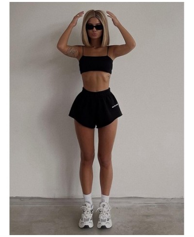 Ladies Club Wear Y2K 3 Piece Letter Print Long Sleeve Crop Tops High Waist Shorts Matching Set Women Sporty Streetwear Outfit...