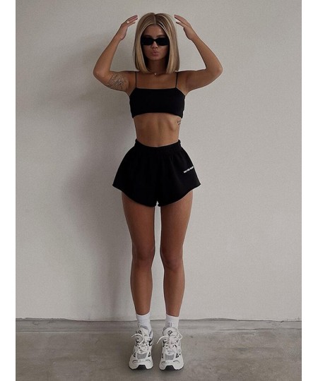 Ladies Club Wear Y2K 3 Piece Letter Print Long Sleeve Crop Tops High Waist Shorts Matching Set Women Sporty Streetwear Outfit...