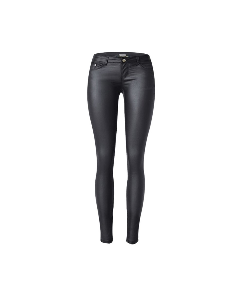 Women Low Waist Faux Pu Leather Pants Punk Gothic Lady Skinny Pencil Trousers Sexy Stretch Push Up Legging Slim Fit Street 20...