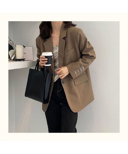 Office Lady Solid Suit Work Female Loose Coat Korean Outerwear Autumn Long Sleeve Embroidery Women Blazer Jacket $58.08 - Sui...