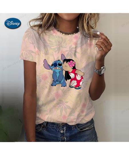 Cartoon Stitch Graphic Print Ladies spring and autumn T-Shirt 90S Summer Loose Blouses Short Sleeve Round Neck Female Top $19...