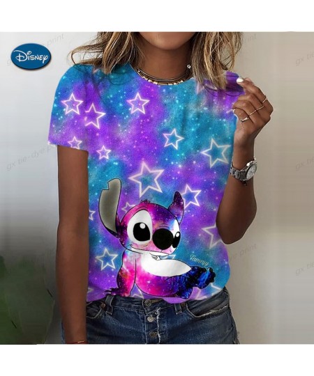 Cartoon Stitch Graphic Print Ladies spring and autumn T-Shirt 90S Summer Loose Blouses Short Sleeve Round Neck Female Top $19...