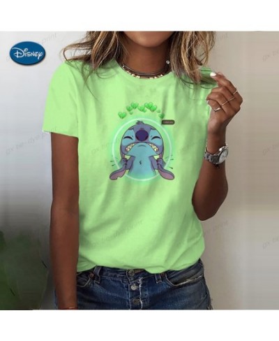 Cartoon Stitch Graphic Print Ladies spring and autumn T-Shirt 90S Summer Loose Blouses Short Sleeve Round Neck Female Top $19...