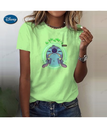 Cartoon Stitch Graphic Print Ladies spring and autumn T-Shirt 90S Summer Loose Blouses Short Sleeve Round Neck Female Top $19...