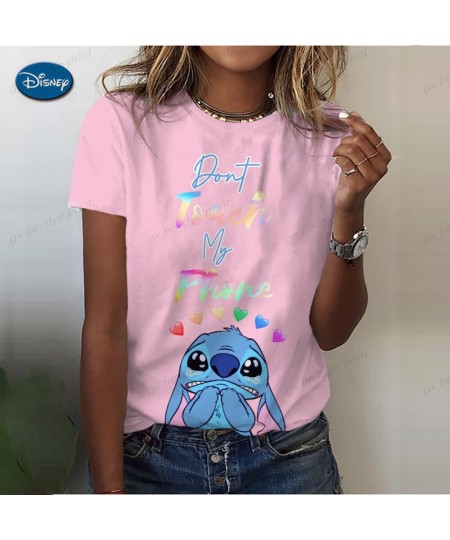 Cartoon Stitch Graphic Print Ladies spring and autumn T-Shirt 90S Summer Loose Blouses Short Sleeve Round Neck Female Top $19...