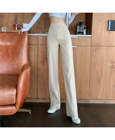 Fashion Beige High Waist Wide Leg Pants Women Back Zipper Baggy Casual Straight Pantalones Solid Solor Spring Work Suit $42.2...