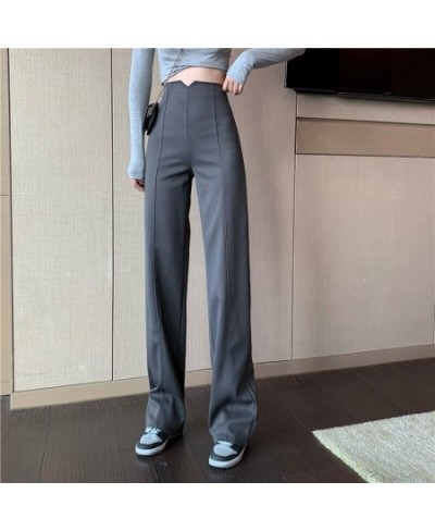 Fashion Beige High Waist Wide Leg Pants Women Back Zipper Baggy Casual Straight Pantalones Solid Solor Spring Work Suit $42.2...