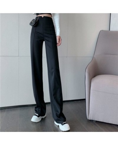 Fashion Beige High Waist Wide Leg Pants Women Back Zipper Baggy Casual Straight Pantalones Solid Solor Spring Work Suit $42.2...