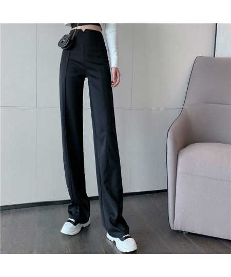 Fashion Beige High Waist Wide Leg Pants Women Back Zipper Baggy Casual Straight Pantalones Solid Solor Spring Work Suit $42.2...