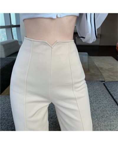 Fashion Beige High Waist Wide Leg Pants Women Back Zipper Baggy Casual Straight Pantalones Solid Solor Spring Work Suit $42.2...