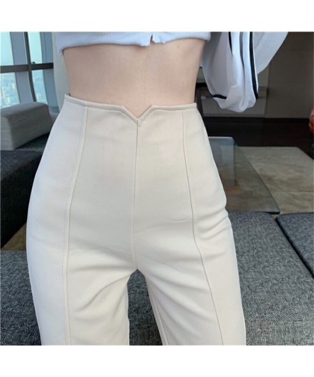 Fashion Beige High Waist Wide Leg Pants Women Back Zipper Baggy Casual Straight Pantalones Solid Solor Spring Work Suit $42.2...