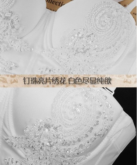 White embroidery Rhinestone Crop Top Women Shining Backless Bustier Sexy Festival Top Party Nightclub Vest cropped q819 $54.0...