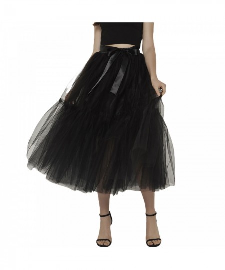 Women's Fashionable Long Skirts Teen Girls Solid Color Elastic Band Layered Tulle Skirts Half Length Puffy Skirt $41.05 - Skirts