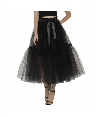 Women's Fashionable Long Skirts Teen Girls Solid Color Elastic Band Layered Tulle Skirts Half Length Puffy Skirt $41.05 - Skirts