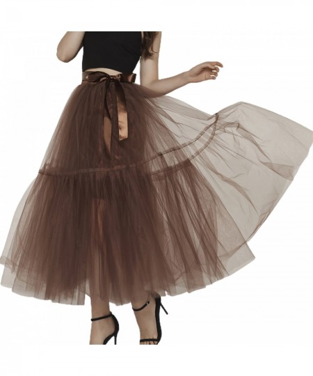 Women's Fashionable Long Skirts Teen Girls Solid Color Elastic Band Layered Tulle Skirts Half Length Puffy Skirt $41.05 - Skirts