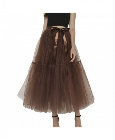 Women's Fashionable Long Skirts Teen Girls Solid Color Elastic Band Layered Tulle Skirts Half Length Puffy Skirt $41.05 - Skirts