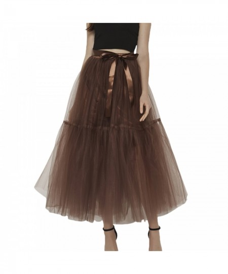 Women's Fashionable Long Skirts Teen Girls Solid Color Elastic Band Layered Tulle Skirts Half Length Puffy Skirt $41.05 - Skirts