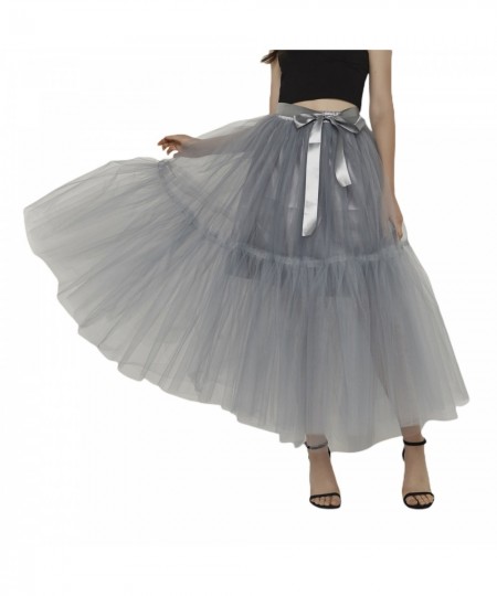 Women's Fashionable Long Skirts Teen Girls Solid Color Elastic Band Layered Tulle Skirts Half Length Puffy Skirt $41.05 - Skirts