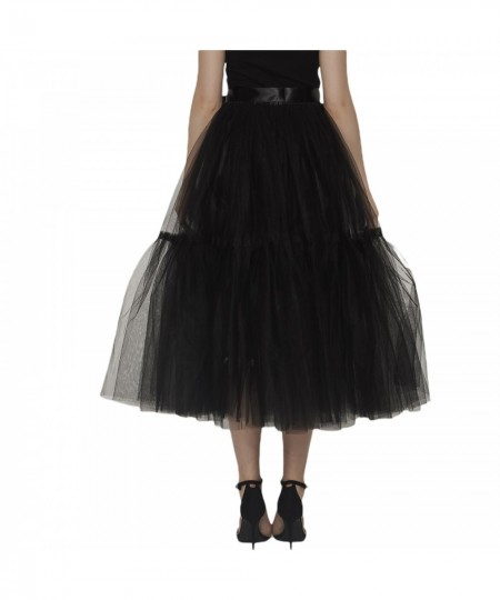 Women's Fashionable Long Skirts Teen Girls Solid Color Elastic Band Layered Tulle Skirts Half Length Puffy Skirt $41.05 - Skirts