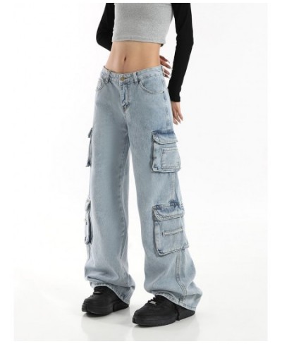 Vintage Cargo Pants Baggy Jeans Women Fashion 90s Streetwear Pockets Wide Leg High Waist Straight Y2k Denim Trousers Overalls...