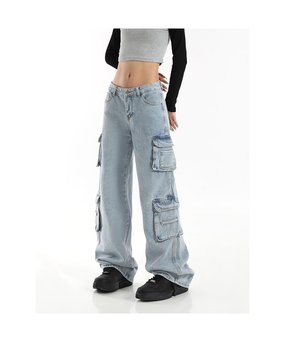 Vintage Cargo Pants Baggy Jeans Women Fashion 90s Streetwear Pockets Wide Leg High Waist Straight Y2k Denim Trousers Overalls...