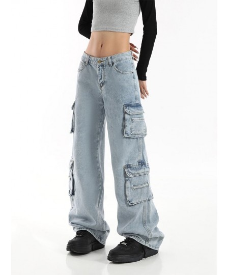 Vintage Cargo Pants Baggy Jeans Women Fashion 90s Streetwear Pockets Wide Leg High Waist Straight Y2k Denim Trousers Overalls...