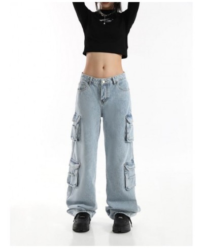 Vintage Cargo Pants Baggy Jeans Women Fashion 90s Streetwear Pockets Wide Leg High Waist Straight Y2k Denim Trousers Overalls...