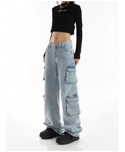 Vintage Cargo Pants Baggy Jeans Women Fashion 90s Streetwear Pockets Wide Leg High Waist Straight Y2k Denim Trousers Overalls...