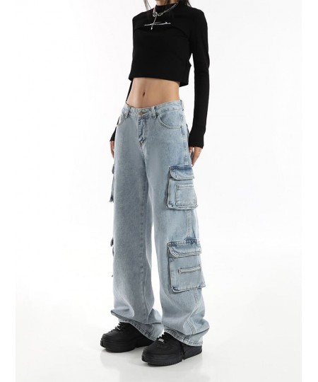 Vintage Cargo Pants Baggy Jeans Women Fashion 90s Streetwear Pockets Wide Leg High Waist Straight Y2k Denim Trousers Overalls...