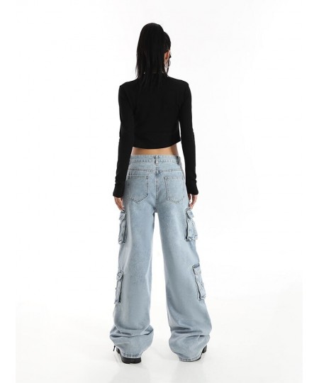 Vintage Cargo Pants Baggy Jeans Women Fashion 90s Streetwear Pockets Wide Leg High Waist Straight Y2k Denim Trousers Overalls...